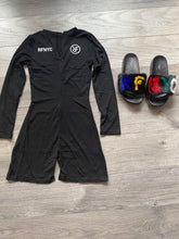 Load image into Gallery viewer, RFNYC FUR SLIPPER AND BLACK TIGHT HIP UP SHORT JUMPSUIT