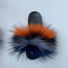 Load image into Gallery viewer, MULTI-COLOR WOMEN'S RACCOON FUR SLIDES - RFNYC