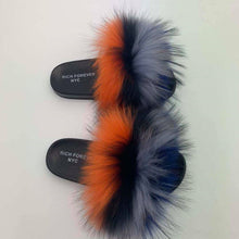 Load image into Gallery viewer, MULTI-COLOR WOMEN'S RACCOON FUR SLIDES - RFNYC