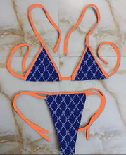 Load image into Gallery viewer, 3 Piece Bikini in Blue & Orange