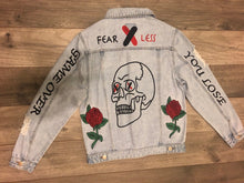 Load image into Gallery viewer, "FEARLESS" GAME OVER JEAN JACKET