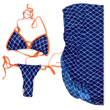 Load image into Gallery viewer, 3 Piece Bikini in Blue & Orange