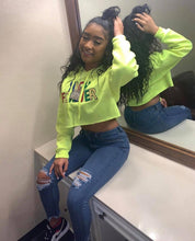 Load image into Gallery viewer, LIME GREEN RF CROP TOP
